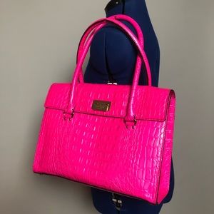 Hot pink Kate Spade large leather shoulder purse